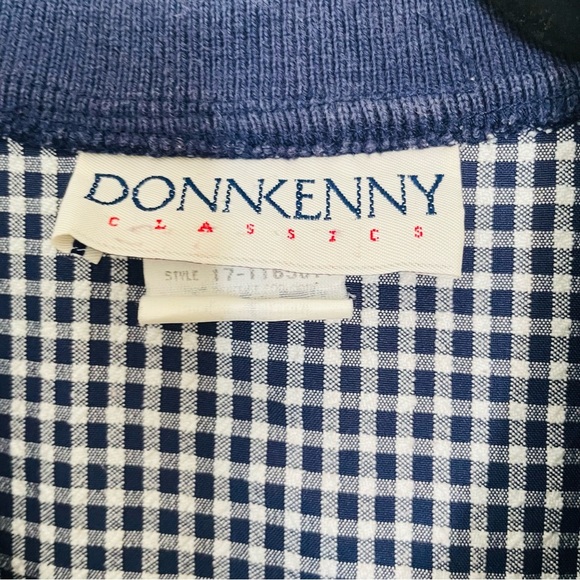 DonnKenny Classics woman gingham navy top size 10 medium button-down vintage - Picture 2 of 8